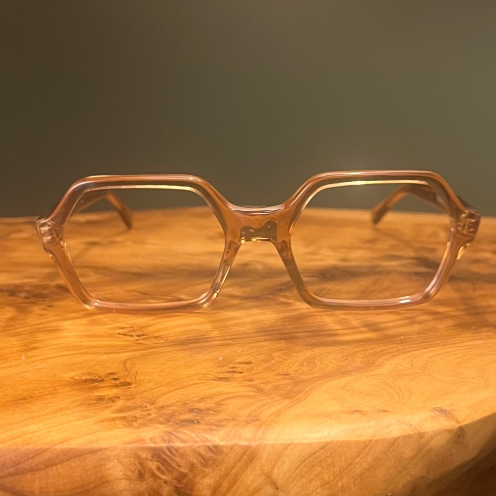 Vintage Peerage Eugena Hexagon Eyeglass Frames Amber Geometric Austria 50/20